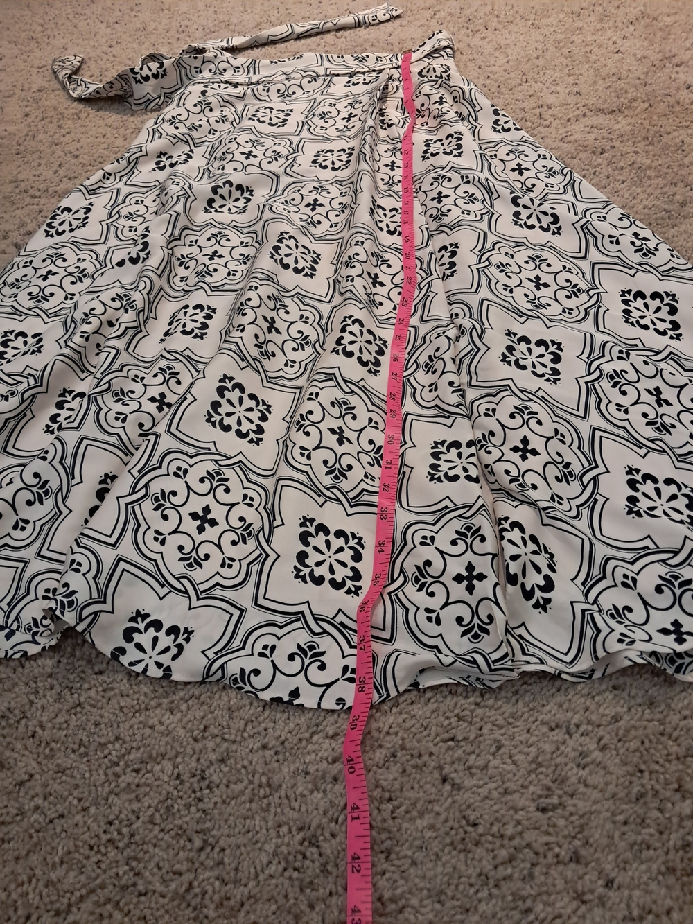 Women's Navy & Cream Printed Tie-Waist Maxi Skirt Size 6 - Picture 16 of 16